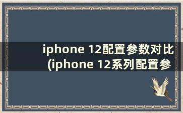 iphone 12配置参数对比(iphone 12系列配置参数表)